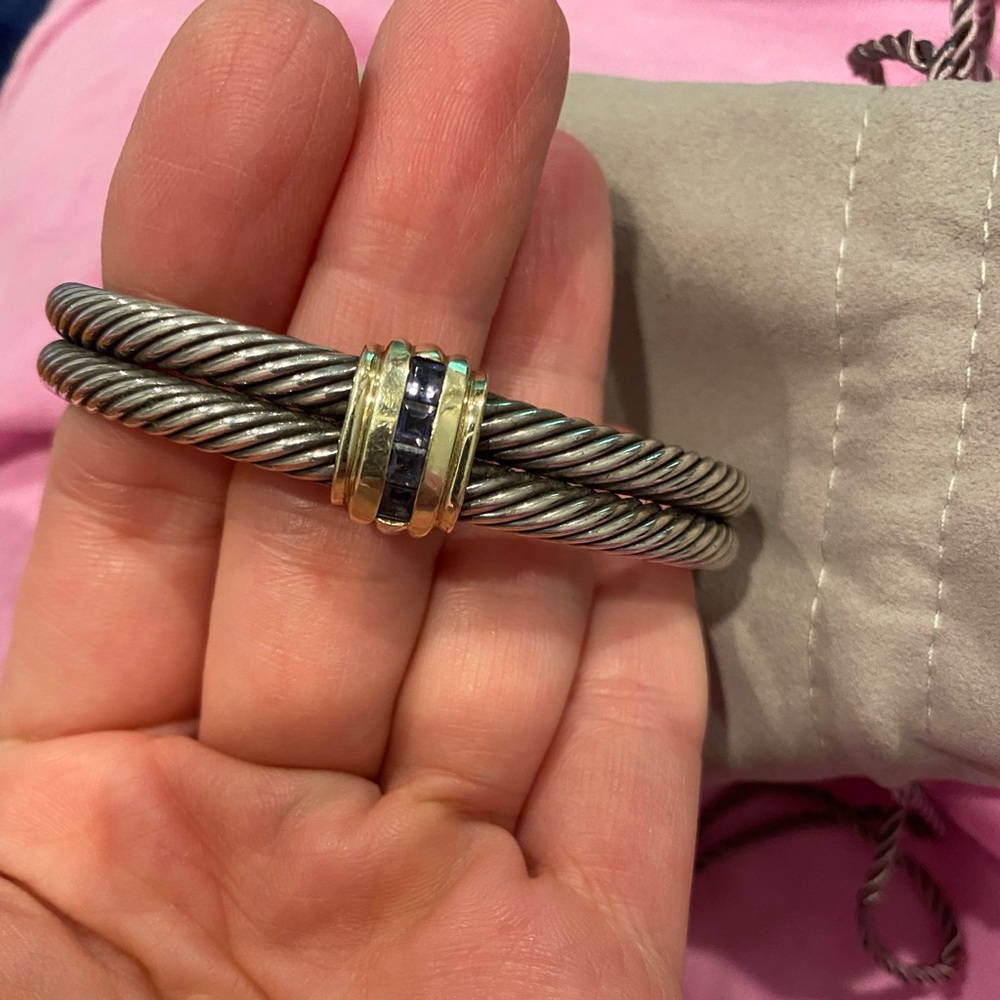 David Yurman double cuff bracelet with amethyst.